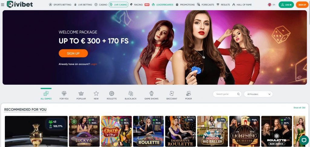 Лайв-казино в Івібет