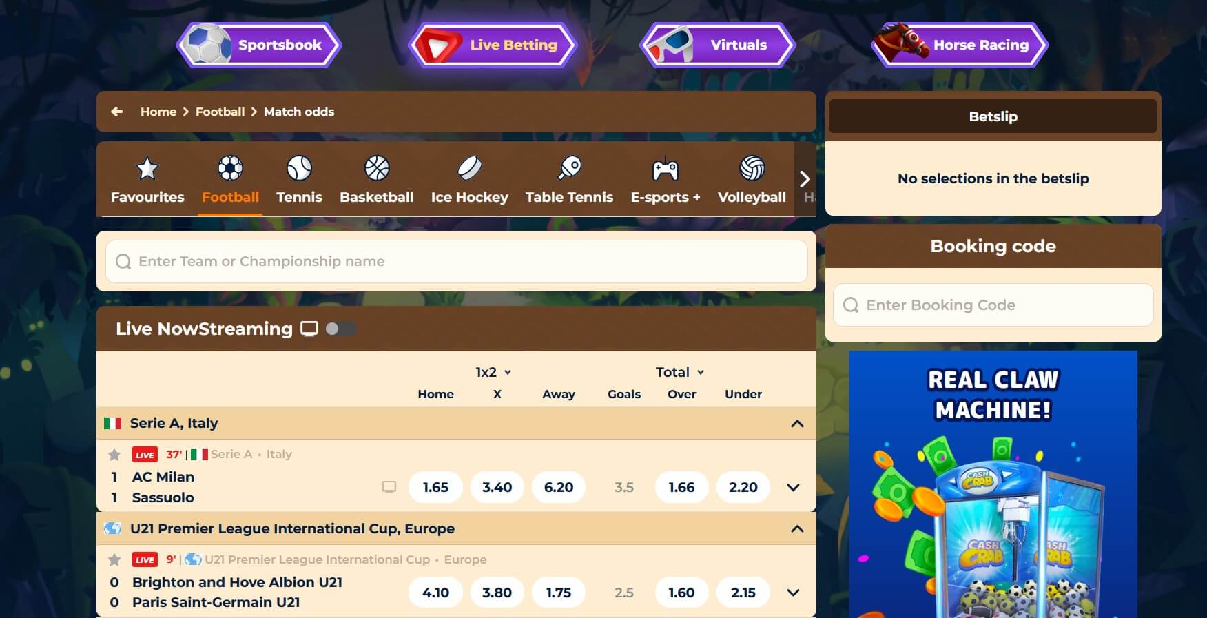 Ставки на спорт на Вазамба