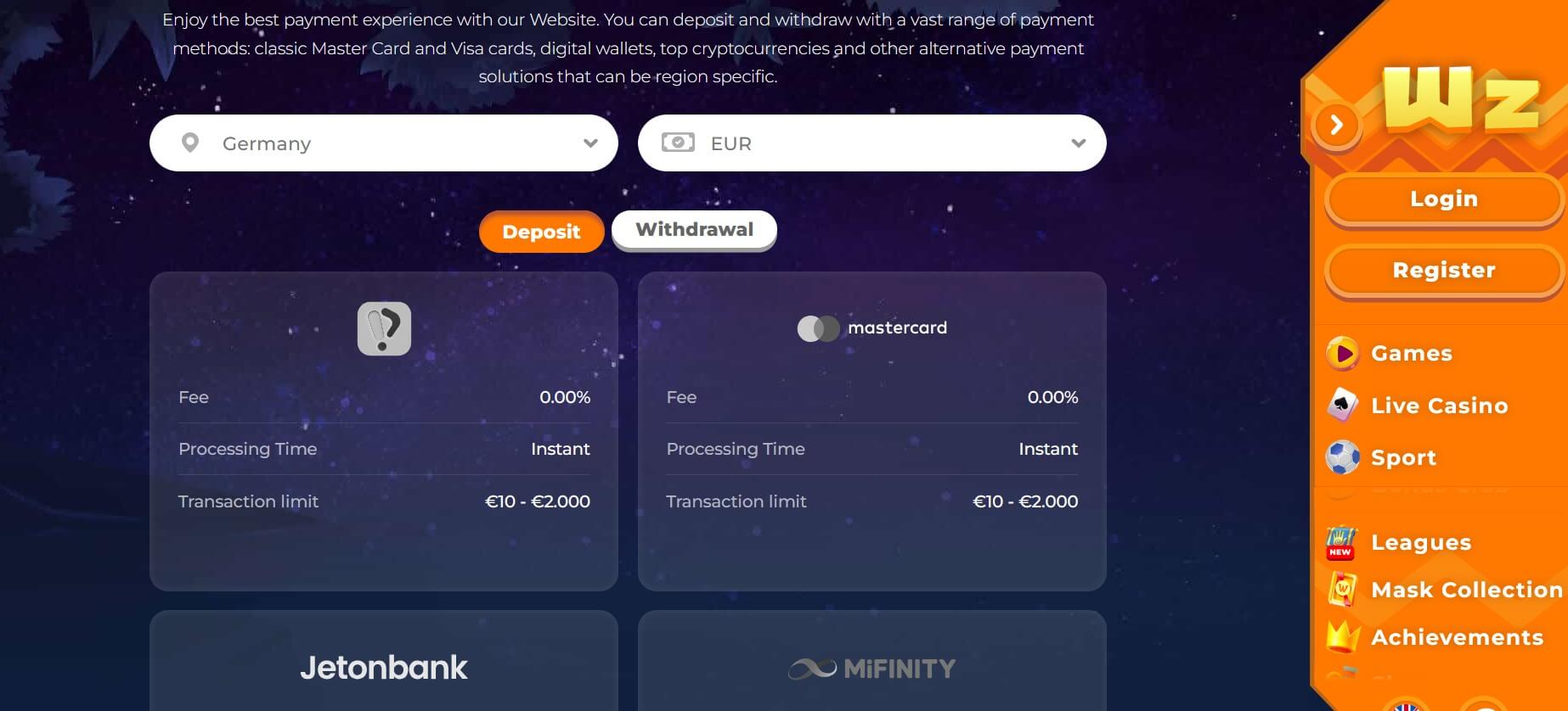 Поповнення рахунку Вазамба