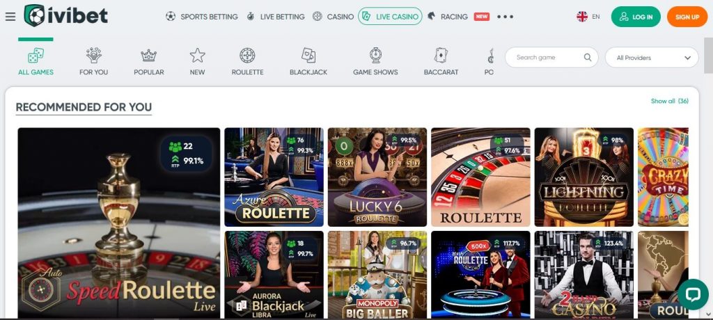 Лайв-казино Ивибет