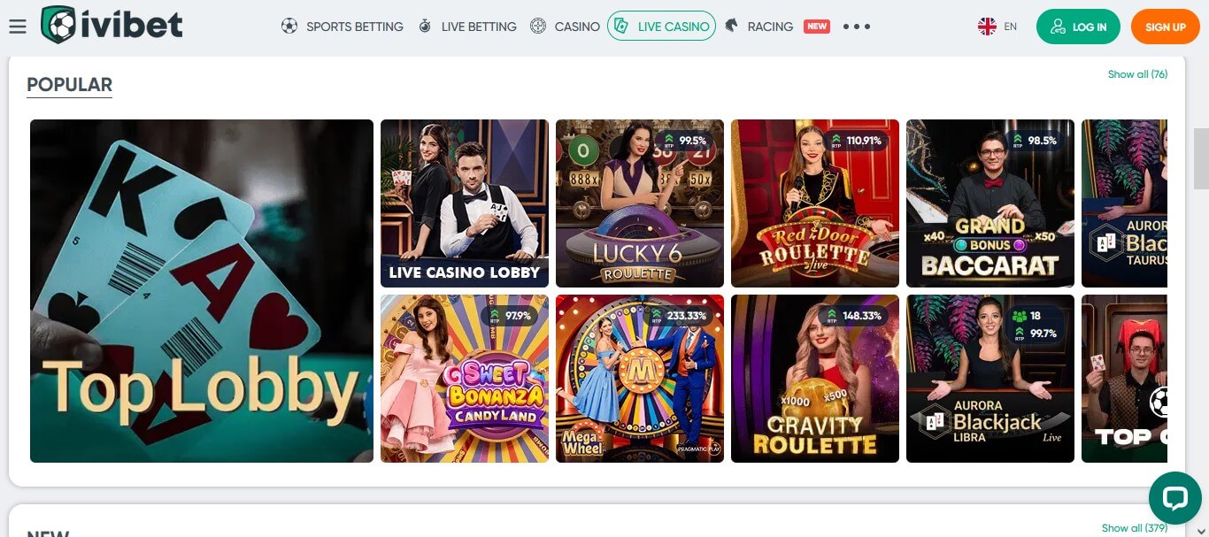 Лайв-казино в Ивибет