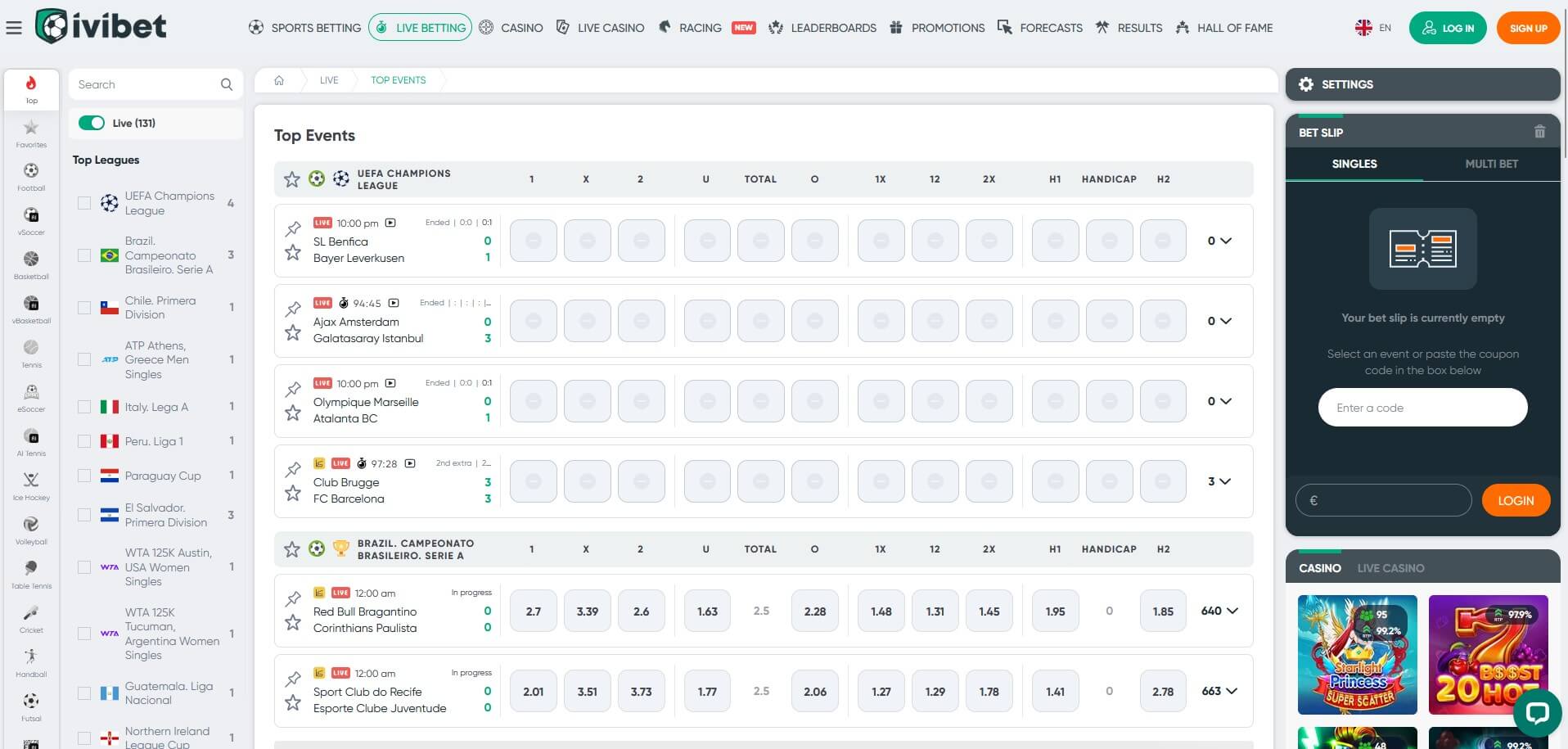 Лайв-ставки в Ивибет