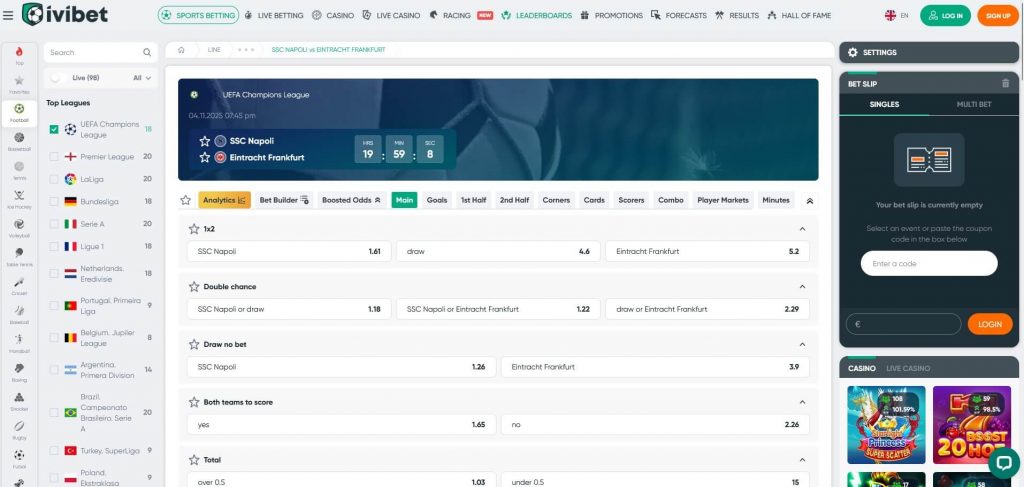 Пари на спорт Ивибет
