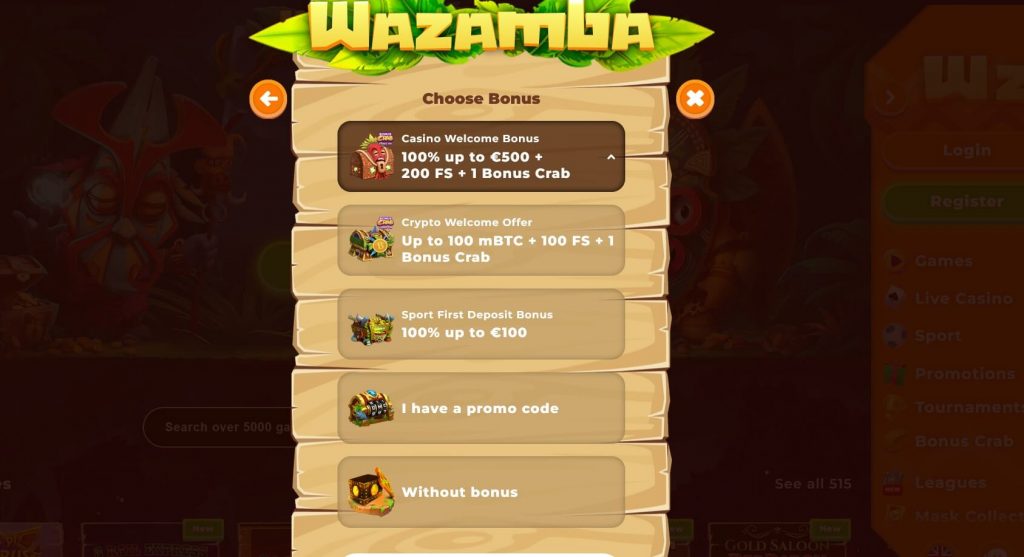 Регистрация на Вазамба