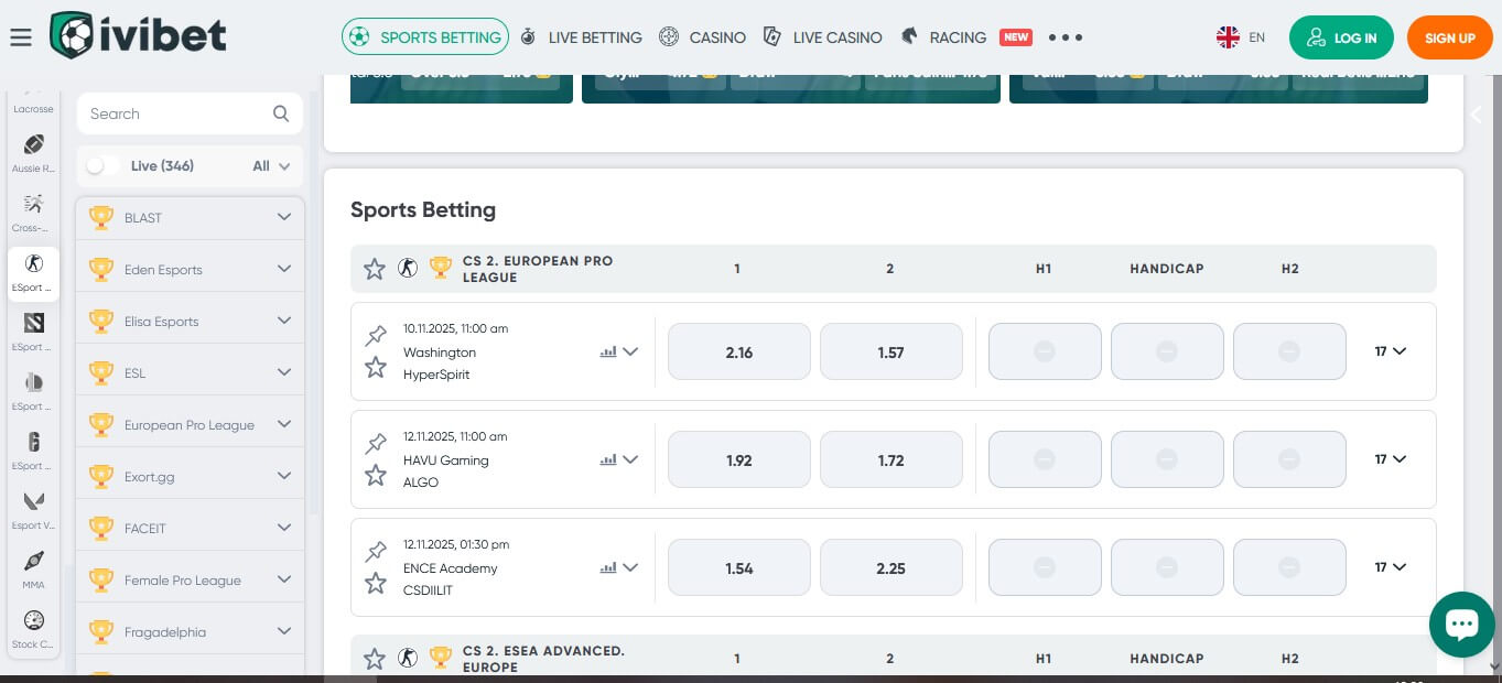 Ставки на киберспорт в Ивибет