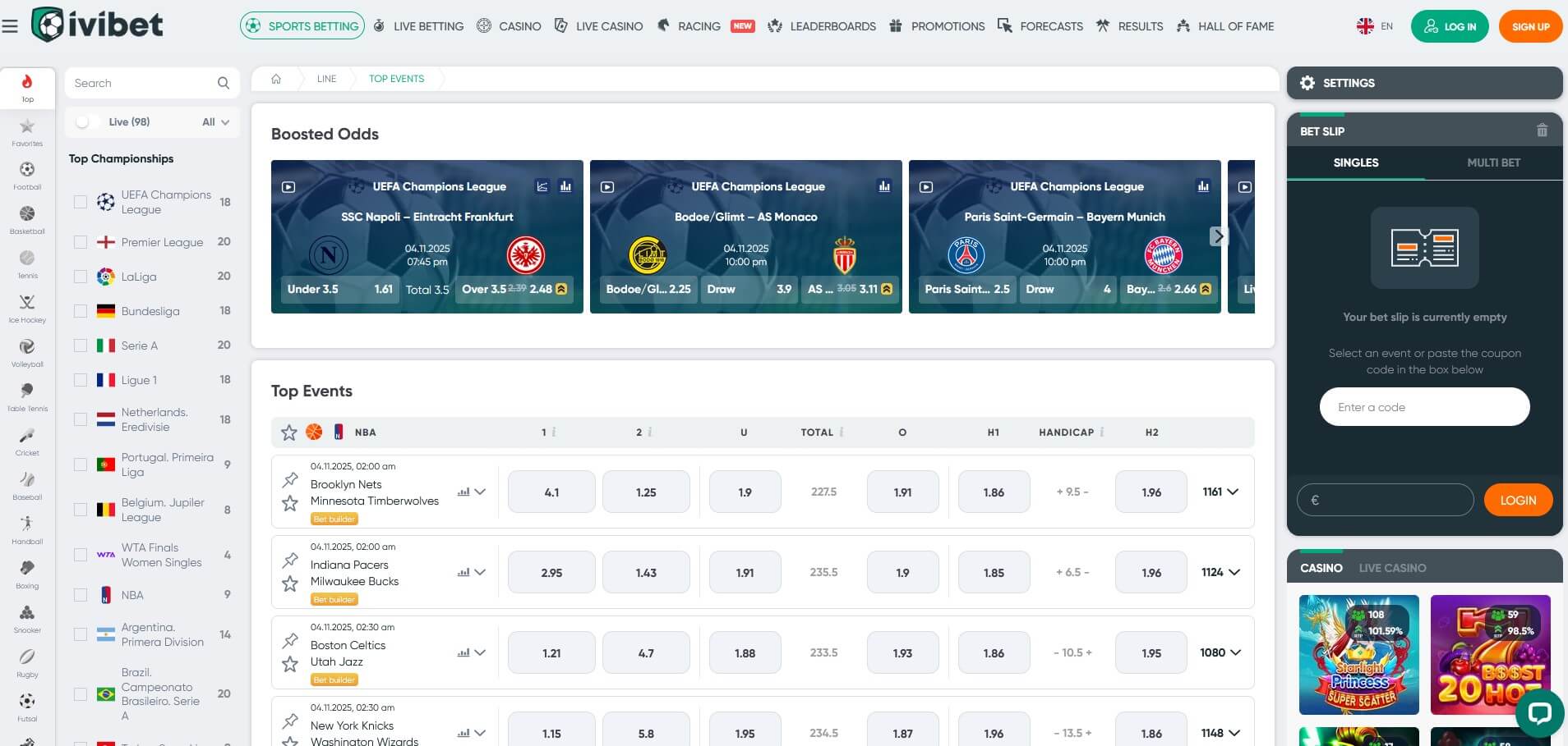 Ставки на спорт Ивибет