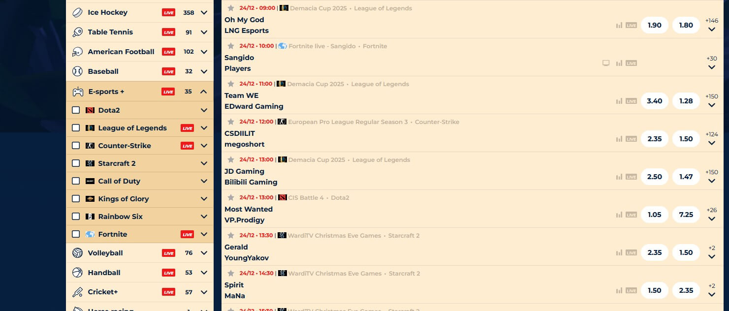 Киберспортивные ставки на Вазамба