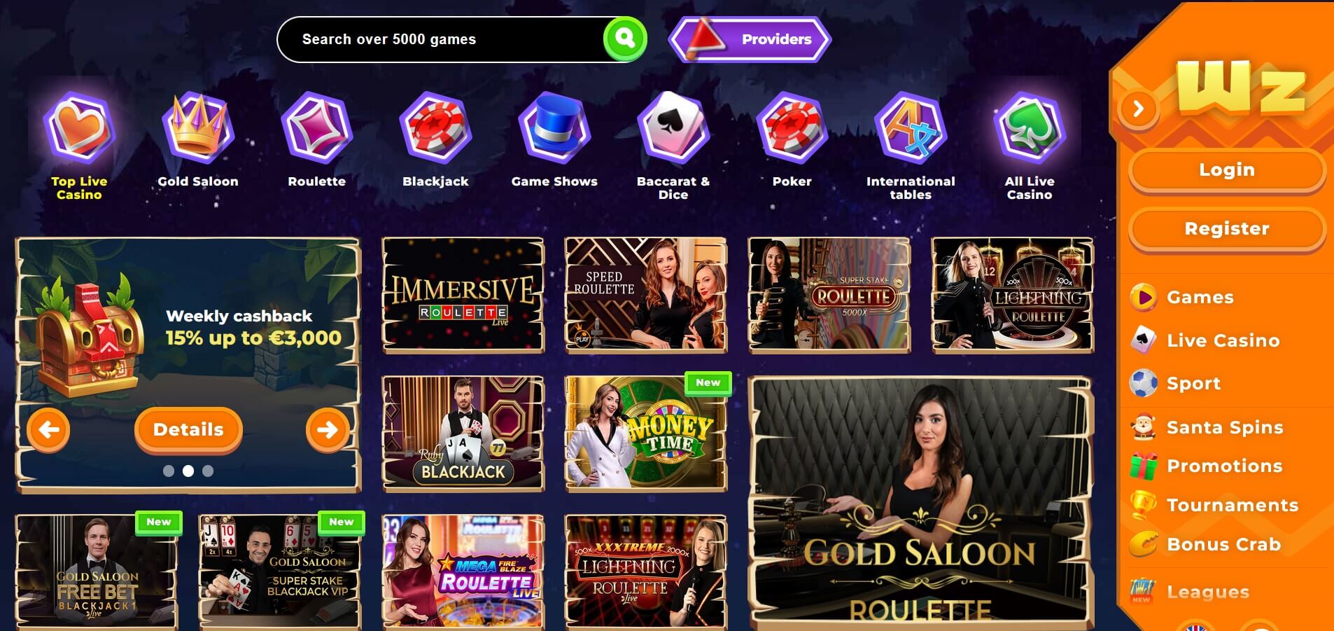 Лайв-казино Вазамба