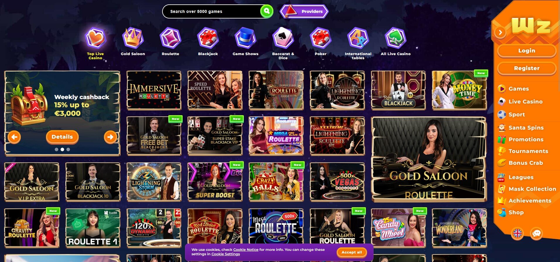 Лайв-казино от Вазамба